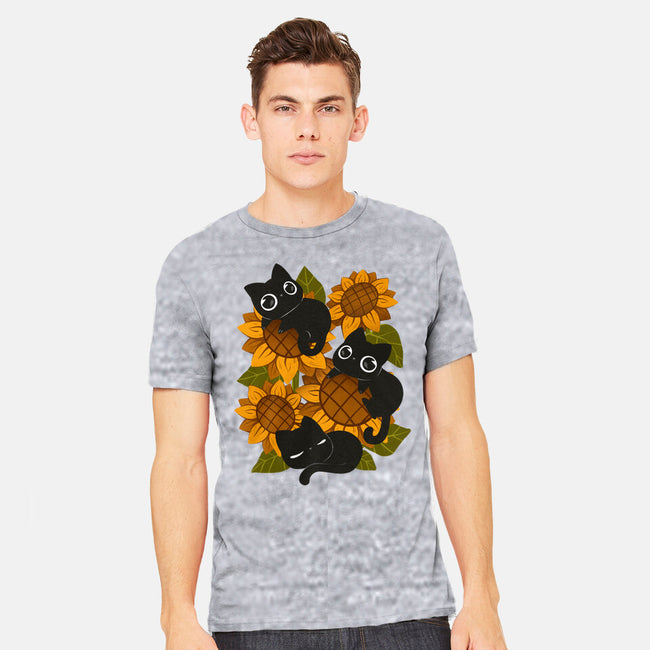 Sunflowers And Black Kitties-Mens-Heavyweight-Tee-ricolaa