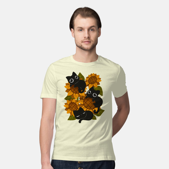 Sunflowers And Black Kitties-Mens-Premium-Tee-ricolaa