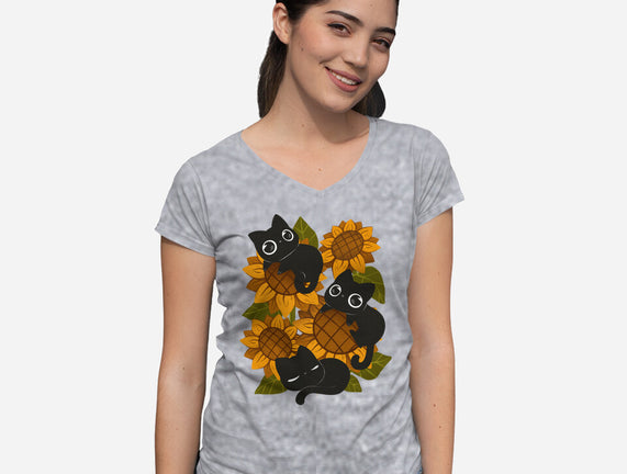 Sunflowers And Black Kitties