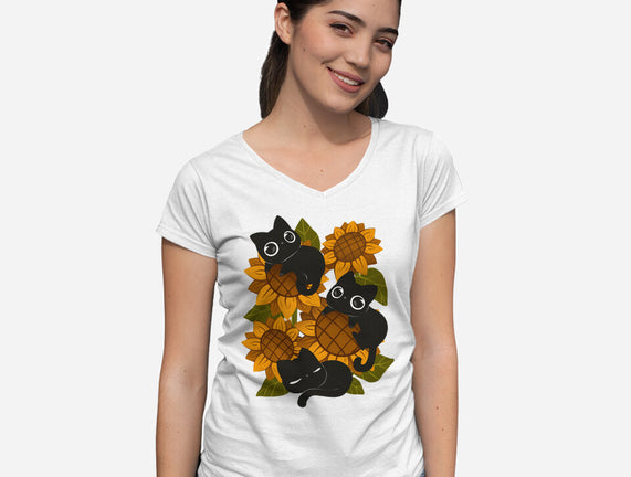Sunflowers And Black Kitties