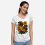 Sunflowers And Black Kitties-Womens-V-Neck-Tee-ricolaa