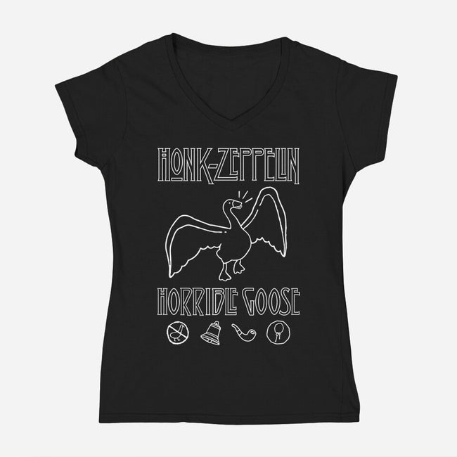 Honk Zeppelin-Womens-V-Neck-Tee-demonigote