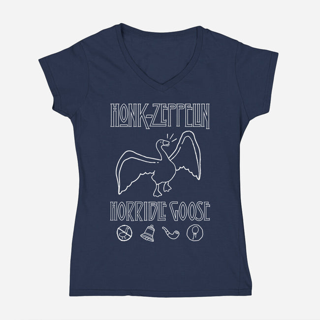 Honk Zeppelin-Womens-V-Neck-Tee-demonigote