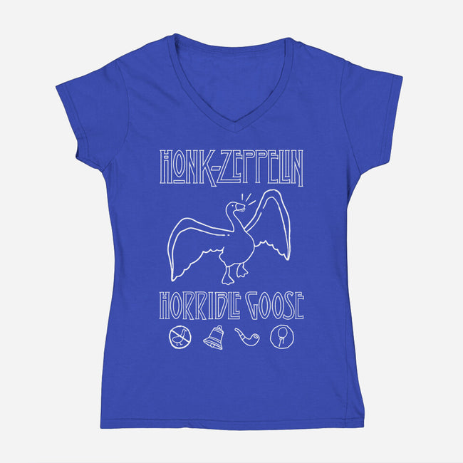 Honk Zeppelin-Womens-V-Neck-Tee-demonigote