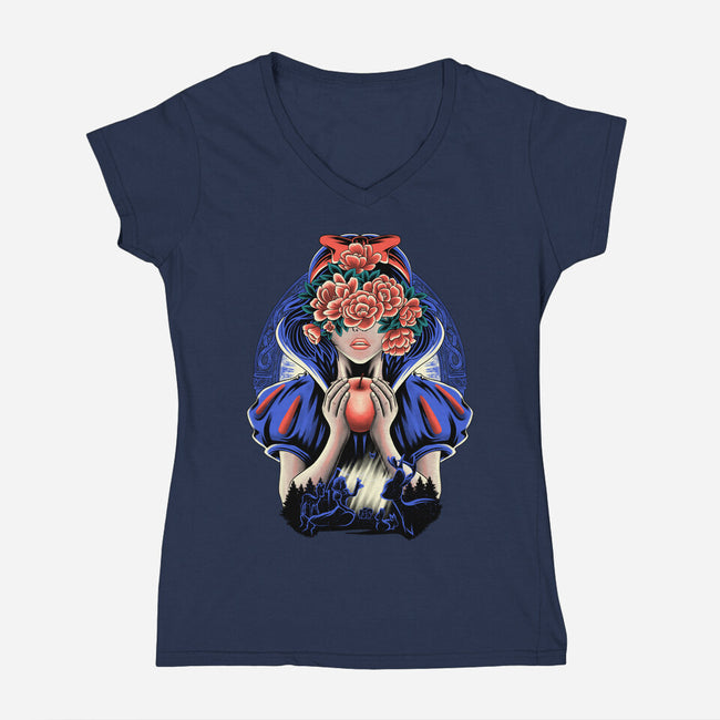 Snow Princess Flower Face-Womens-V-Neck-Tee-rmatix