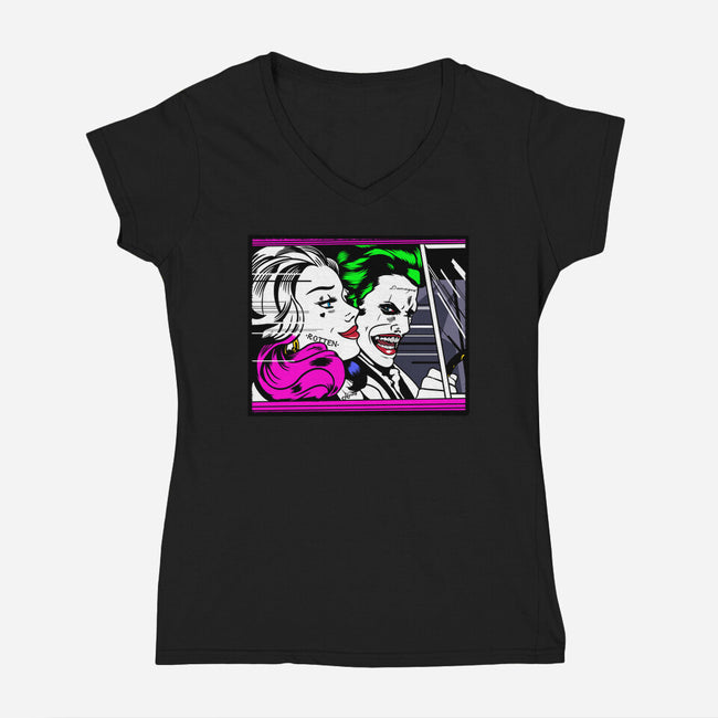 In the JokeCar-Womens-V-Neck-Tee-demonigote