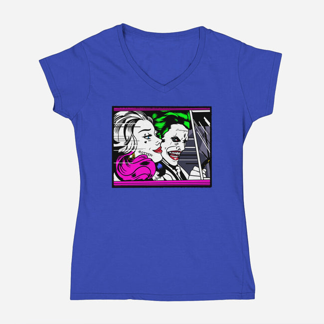 In the JokeCar-Womens-V-Neck-Tee-demonigote