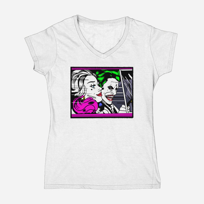 In the JokeCar-Womens-V-Neck-Tee-demonigote