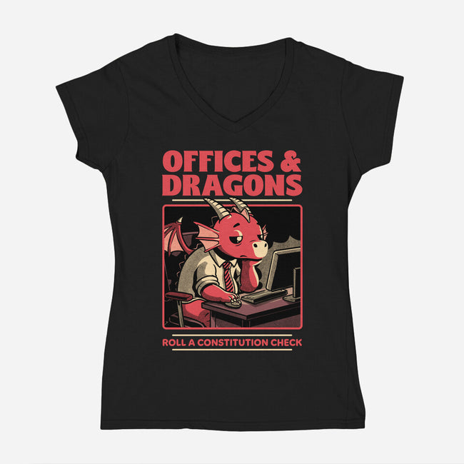 Dragon Office RPG-Womens-V-Neck-Tee-Studio Mootant
