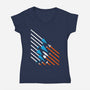 Starship Stripes-Womens-V-Neck-Tee-rocketman_art