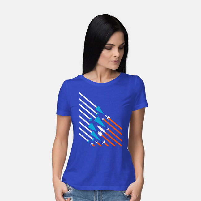 Starship Stripes-Womens-Basic-Tee-rocketman_art