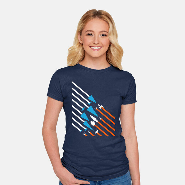 Starship Stripes-Womens-Fitted-Tee-rocketman_art