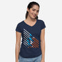 Starship Stripes-Womens-V-Neck-Tee-rocketman_art