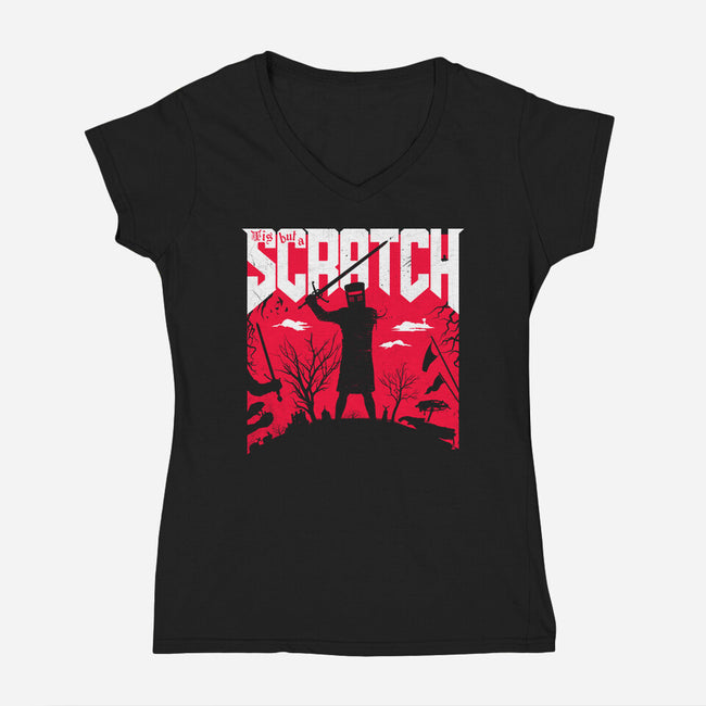 Slayed And Scratched-Womens-V-Neck-Tee-rocketman_art