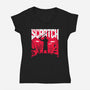 Slayed And Scratched-Womens-V-Neck-Tee-rocketman_art