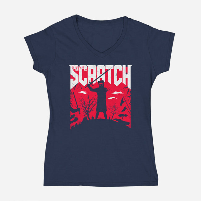 Slayed And Scratched-Womens-V-Neck-Tee-rocketman_art