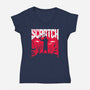 Slayed And Scratched-Womens-V-Neck-Tee-rocketman_art