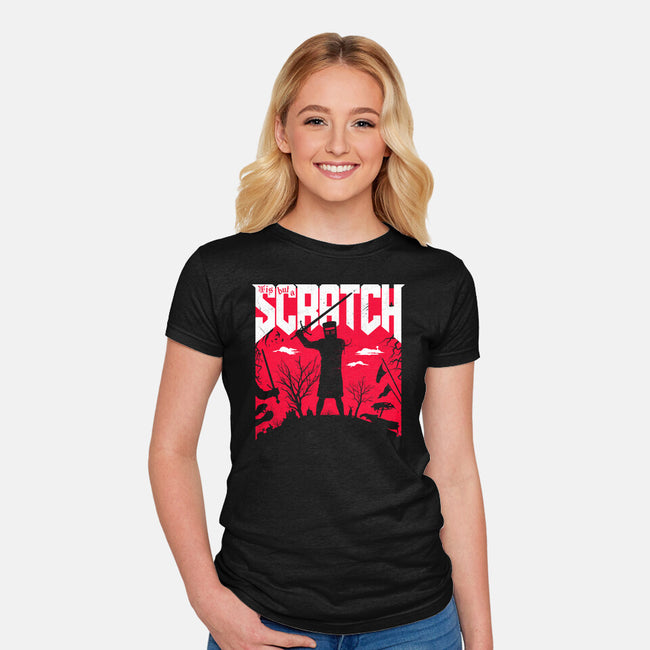 Slayed And Scratched-Womens-Fitted-Tee-rocketman_art