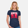 Slayed And Scratched-Womens-Fitted-Tee-rocketman_art