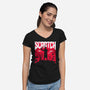 Slayed And Scratched-Womens-V-Neck-Tee-rocketman_art