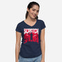 Slayed And Scratched-Womens-V-Neck-Tee-rocketman_art