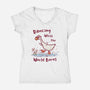 Dancing While The World Burns-Womens-V-Neck-Tee-kg07