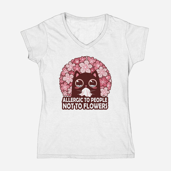 Allergic To People Not To Flowers-Womens-V-Neck-Tee-erion_designs