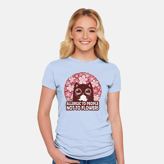 Allergic To People Not To Flowers-Womens-Fitted-Tee-erion_designs