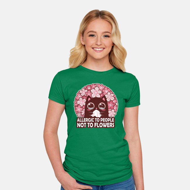 Allergic To People Not To Flowers-Womens-Fitted-Tee-erion_designs