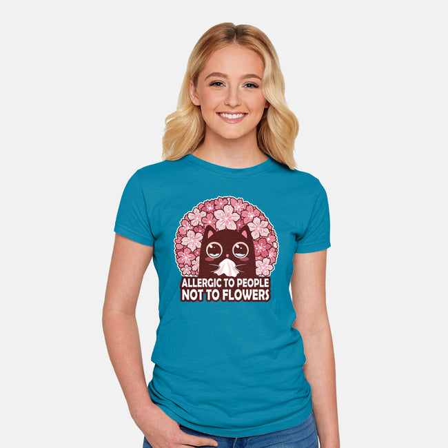 Allergic To People Not To Flowers-Womens-Fitted-Tee-erion_designs