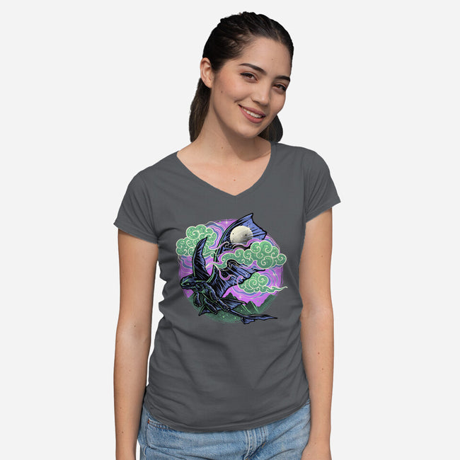Purple Night-Womens-V-Neck-Tee-momma_gorilla