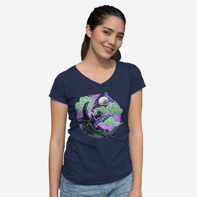 Purple Night-Womens-V-Neck-Tee-momma_gorilla