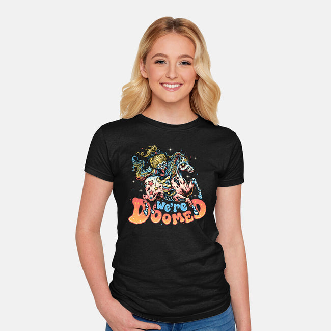 We Are Doomed-Womens-Fitted-Tee-momma_gorilla