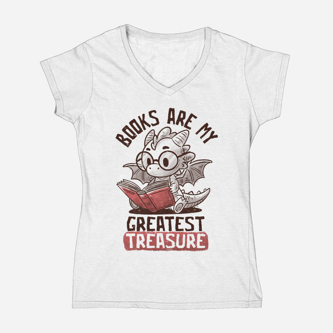 Books Are My Greatest Treasure-Womens-V-Neck-Tee-koalastudio