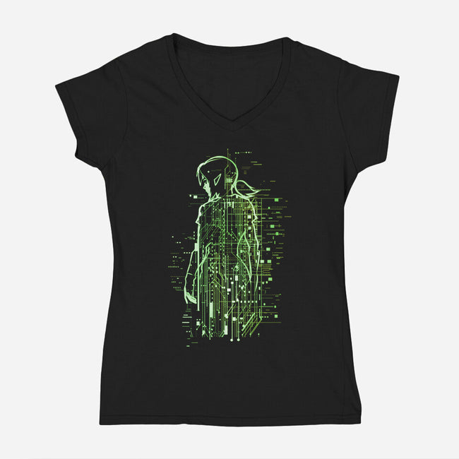 Link Of Tomorrow-Womens-V-Neck-Tee-kharmazero