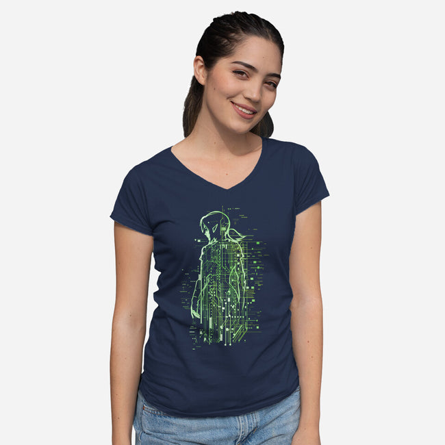Link Of Tomorrow-Womens-V-Neck-Tee-kharmazero