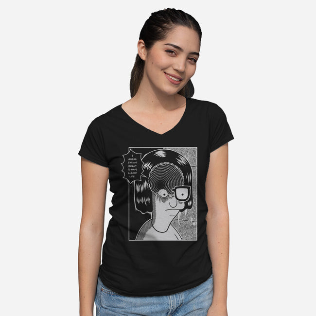 Downward Spiral-Womens-V-Neck-Tee-Jorgetiradoart
