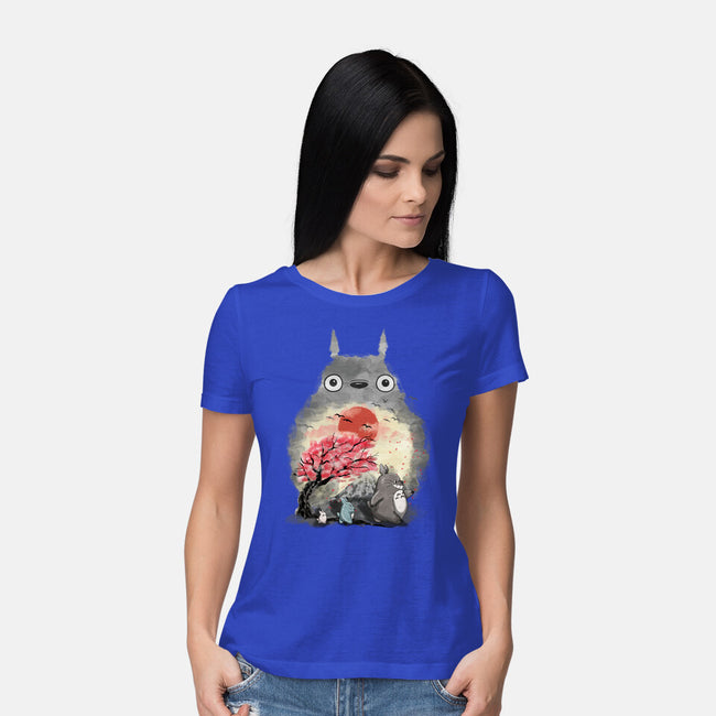 Totoro Japan Cherry Blossom-Womens-Basic-Tee-JamesQJO
