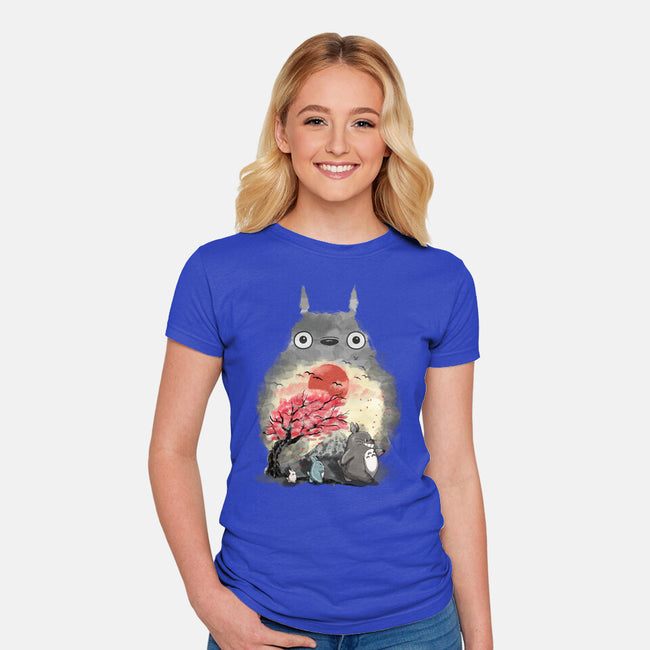 Totoro Japan Cherry Blossom-Womens-Fitted-Tee-JamesQJO