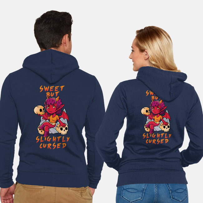 Sweet But Slightly Cursed-Unisex-Zip-Up-Sweatshirt-FunkVampire