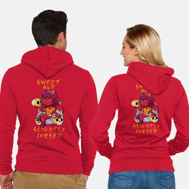 Sweet But Slightly Cursed-Unisex-Zip-Up-Sweatshirt-FunkVampire