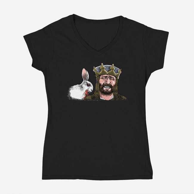 The Killer Rabbit-Womens-V-Neck-Tee-zascanauta