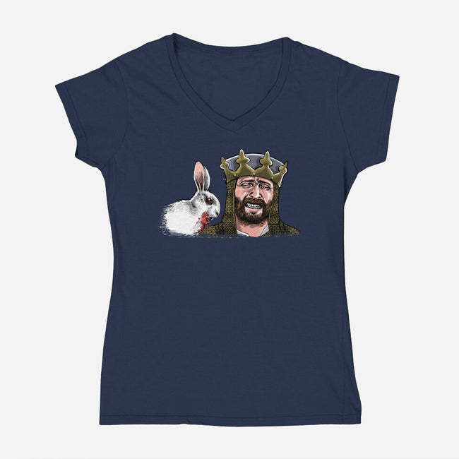 The Killer Rabbit-Womens-V-Neck-Tee-zascanauta