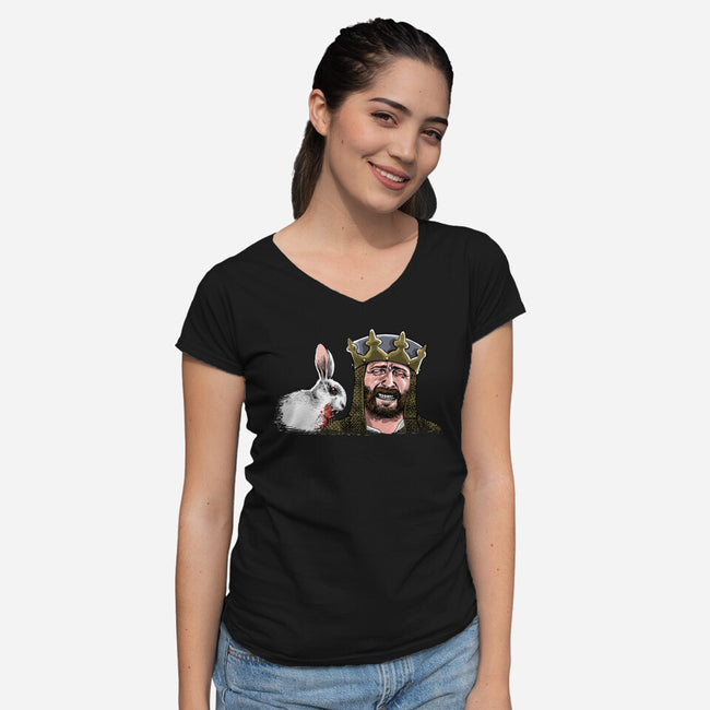 The Killer Rabbit-Womens-V-Neck-Tee-zascanauta