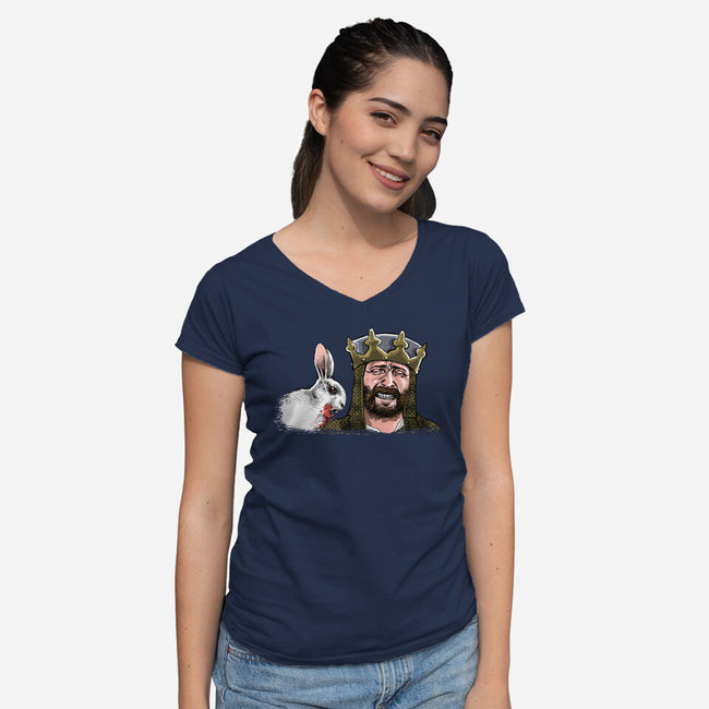 The Killer Rabbit-Womens-V-Neck-Tee-zascanauta
