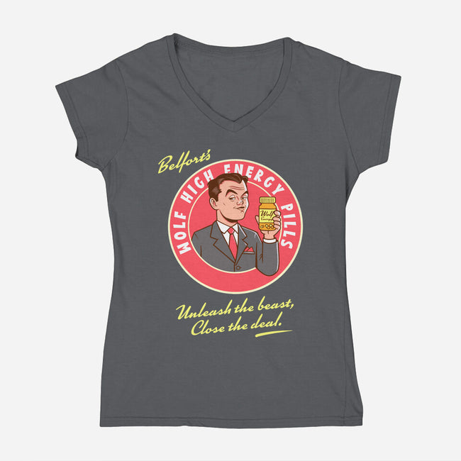 Wolf High Energy-Womens-V-Neck-Tee-P1yu5h