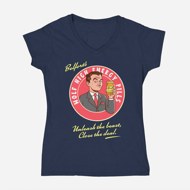 Wolf High Energy-Womens-V-Neck-Tee-P1yu5h
