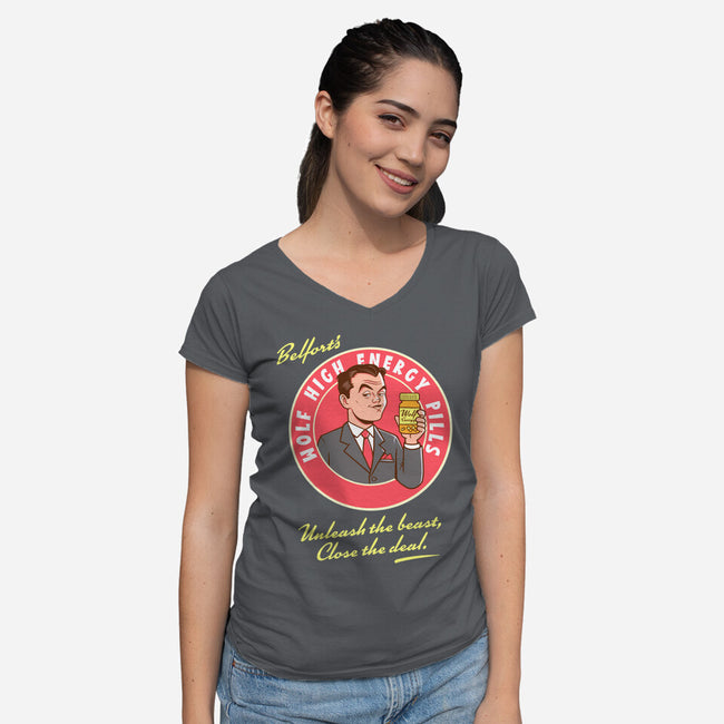 Wolf High Energy-Womens-V-Neck-Tee-P1yu5h