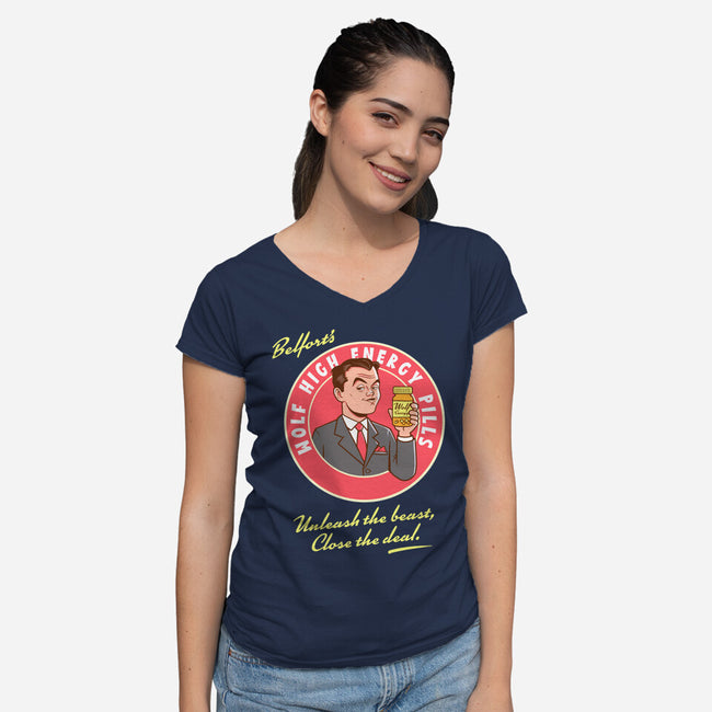 Wolf High Energy-Womens-V-Neck-Tee-P1yu5h