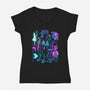 Robots And Faith-Womens-V-Neck-Tee-Bruno Mota